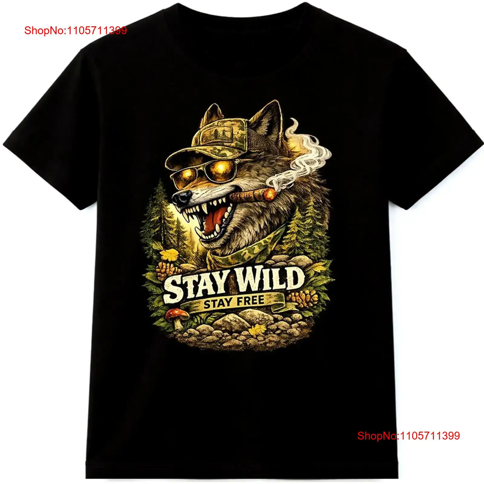 Wildman Hunting & Outdoor - Koszulka z wilkiem Stay Wild Free